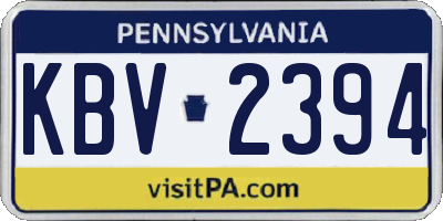 PA license plate KBV2394