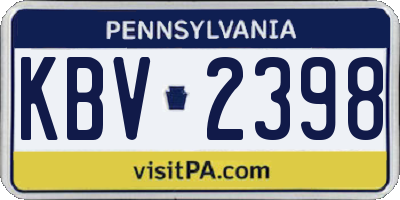PA license plate KBV2398