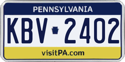 PA license plate KBV2402