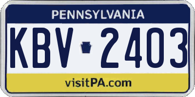 PA license plate KBV2403