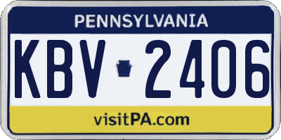 PA license plate KBV2406