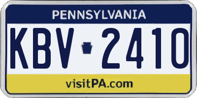 PA license plate KBV2410