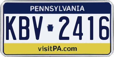 PA license plate KBV2416