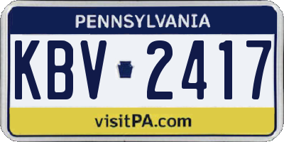 PA license plate KBV2417