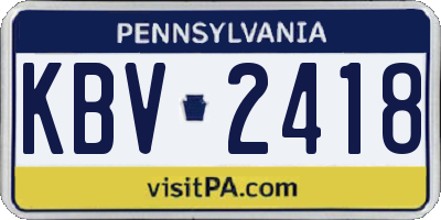 PA license plate KBV2418