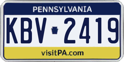 PA license plate KBV2419