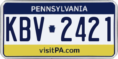 PA license plate KBV2421