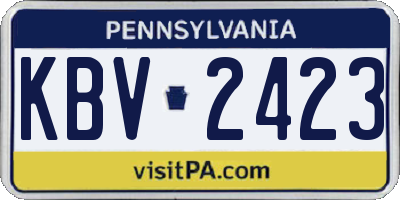 PA license plate KBV2423