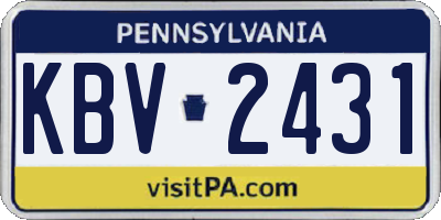 PA license plate KBV2431
