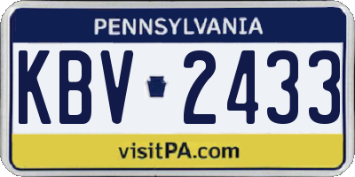 PA license plate KBV2433