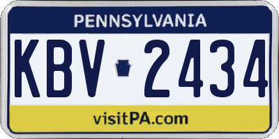 PA license plate KBV2434