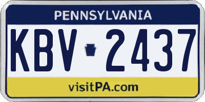 PA license plate KBV2437