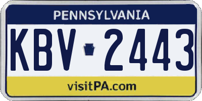 PA license plate KBV2443
