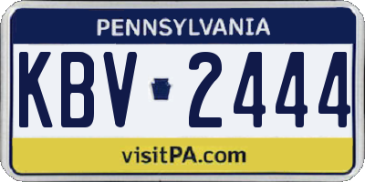 PA license plate KBV2444