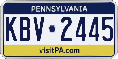 PA license plate KBV2445