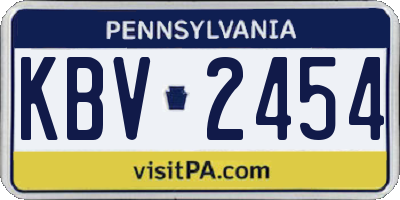 PA license plate KBV2454