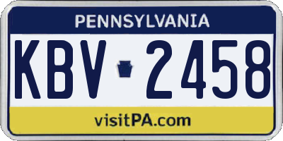 PA license plate KBV2458