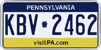 PA license plate KBV2462