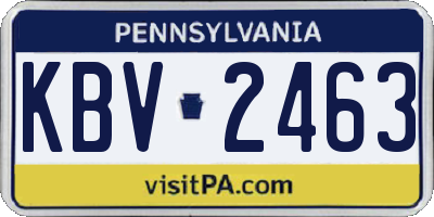 PA license plate KBV2463