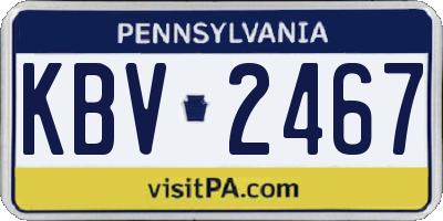 PA license plate KBV2467