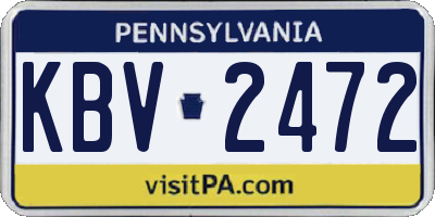 PA license plate KBV2472