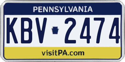 PA license plate KBV2474