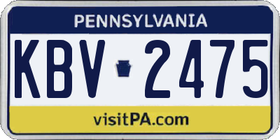 PA license plate KBV2475