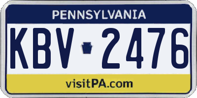 PA license plate KBV2476