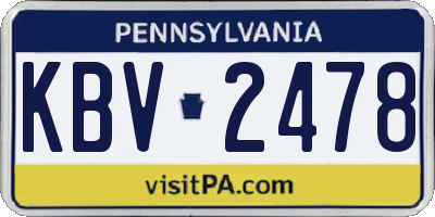 PA license plate KBV2478