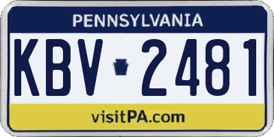 PA license plate KBV2481