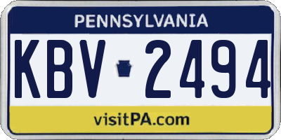 PA license plate KBV2494