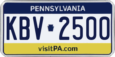 PA license plate KBV2500