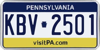 PA license plate KBV2501