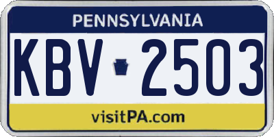 PA license plate KBV2503