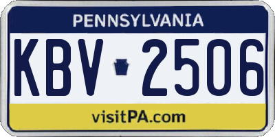 PA license plate KBV2506