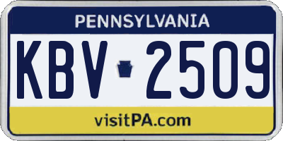 PA license plate KBV2509