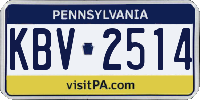 PA license plate KBV2514