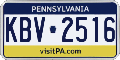 PA license plate KBV2516