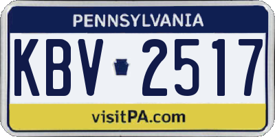 PA license plate KBV2517