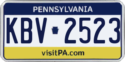 PA license plate KBV2523