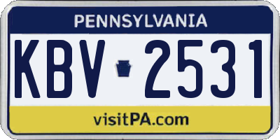 PA license plate KBV2531