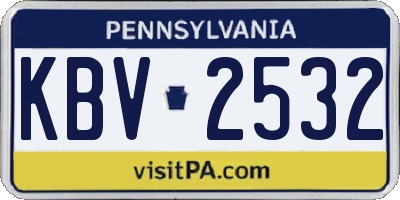 PA license plate KBV2532