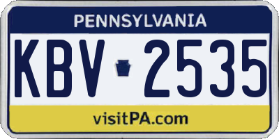 PA license plate KBV2535