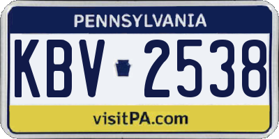 PA license plate KBV2538