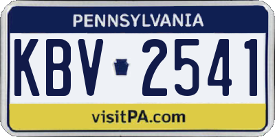 PA license plate KBV2541