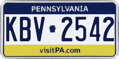 PA license plate KBV2542