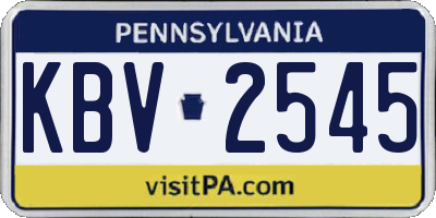 PA license plate KBV2545