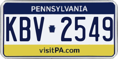 PA license plate KBV2549