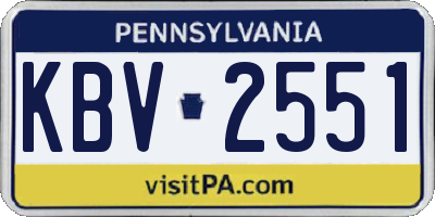 PA license plate KBV2551