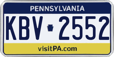 PA license plate KBV2552